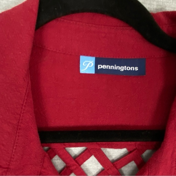 Penningtons Red Short Sleeve Button Down Shirt 100% Cotton Sz 2X - Picture 5 of 8